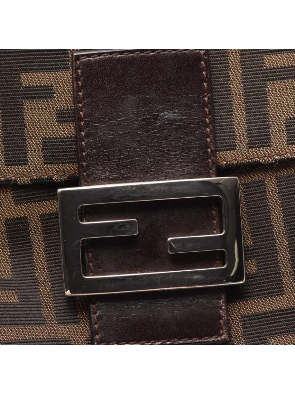 Fendi Shoulder Bag Zucca Brown Canvas Leather